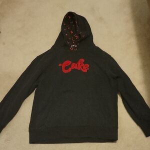 Cake Charcoal Hoodie with Red Accents